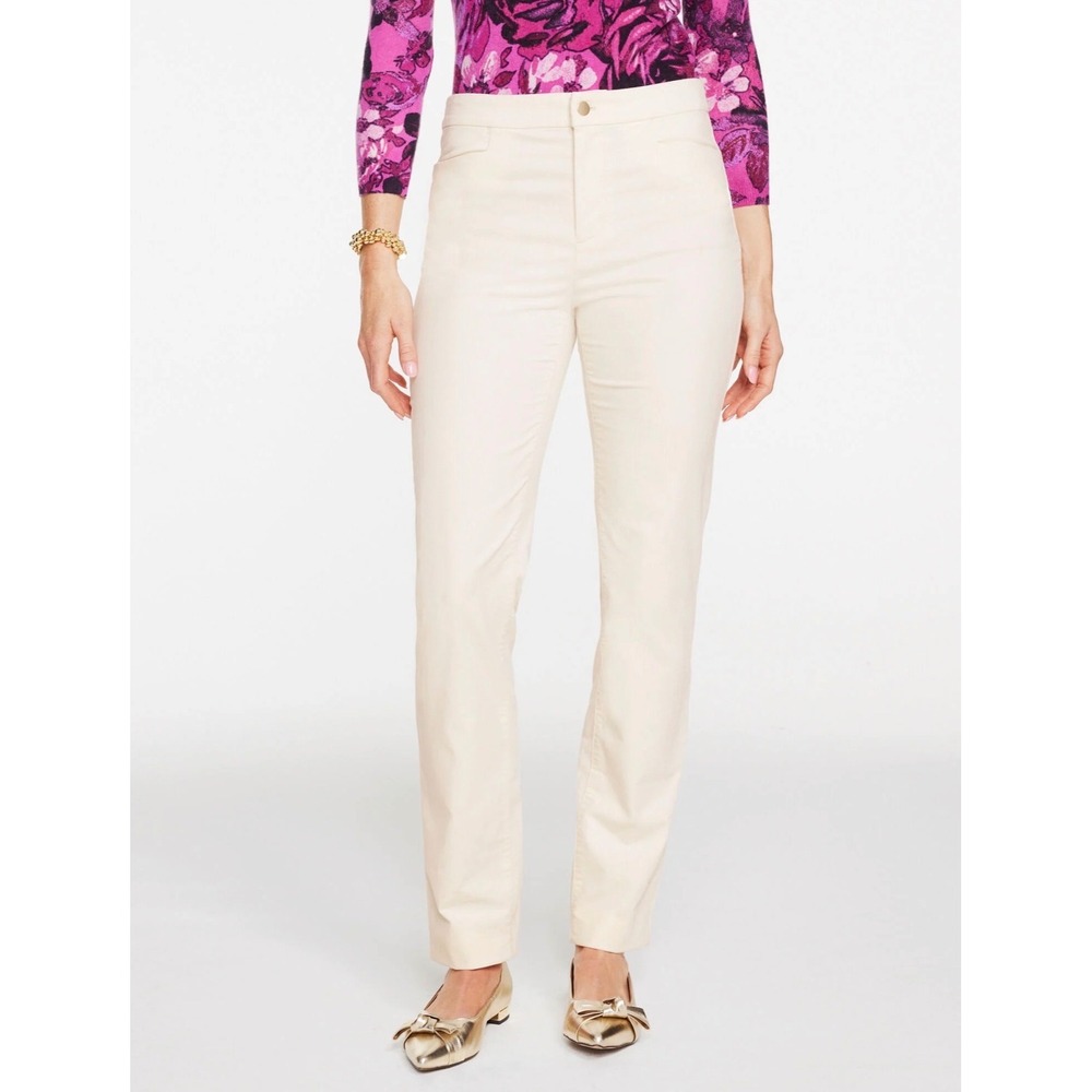 Talbots Straight Leg Velveteen High Rise Pants Ivory Cream‎ Off-White Size 8 NWT